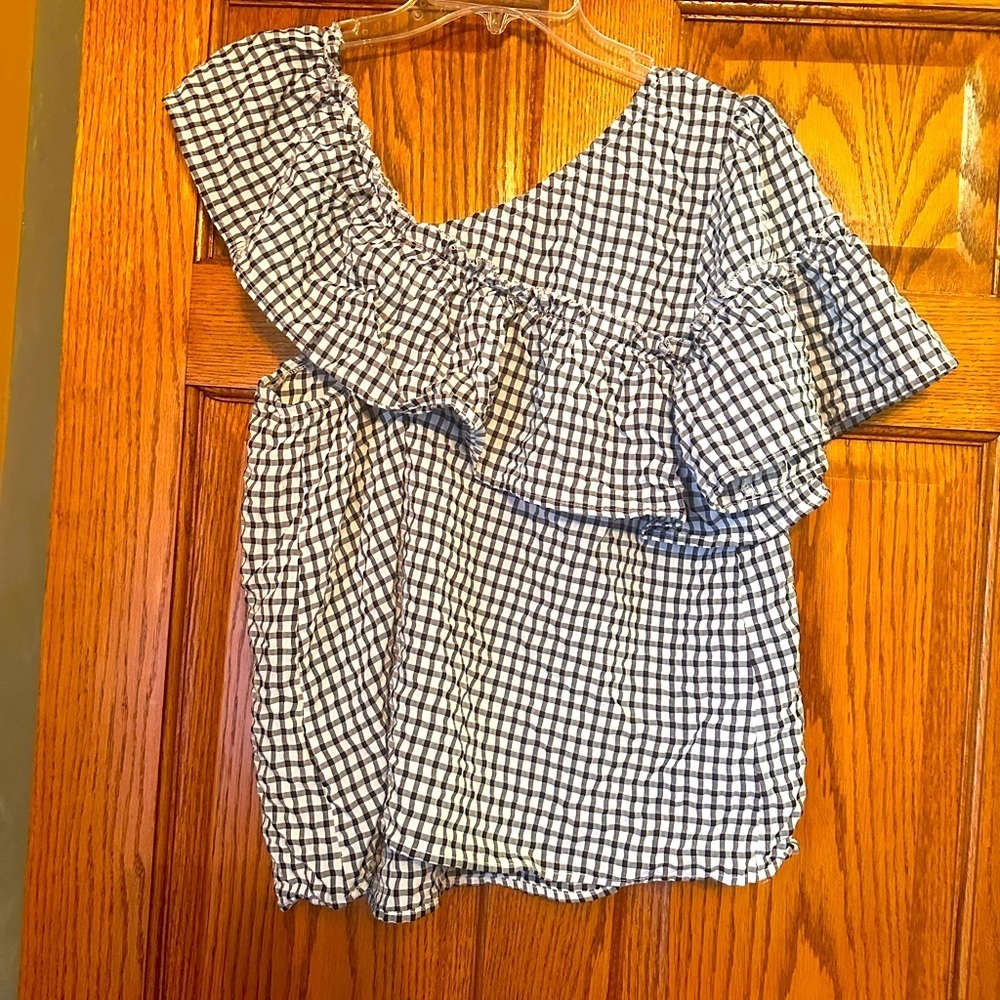 Off shoulder gingham top